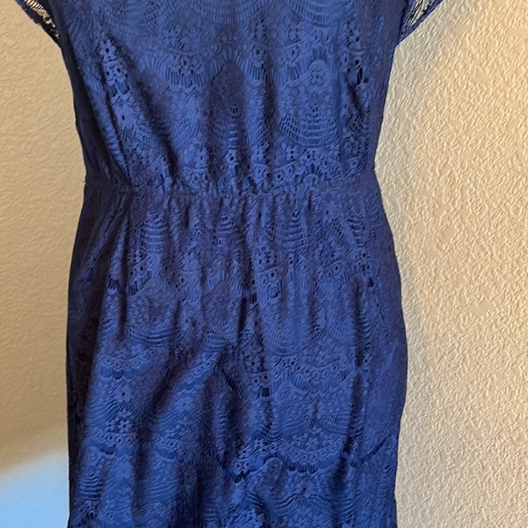 Fossil - size S - navy blue lace dress with ruffle sleeves - Picture 3 of 5